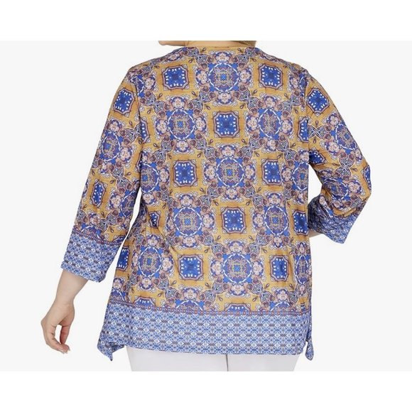 NWT Ruby Rd. Women's Mirror Sequin Neck Line Print Sublimation Top Blouse SZ 4X - Picture 9 of 9